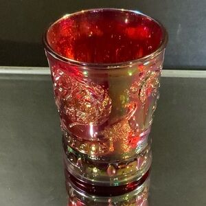 Vintage Fenton Shot Glass HOACGA Red Carnival Iridescent